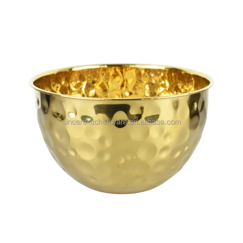 Kitchen Hammered Gold Eco-Friendly Stainless Steel Salad Bowls Mirror Polished Party Use