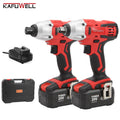 KAFUWELL PA4974A 2pcs Electric Screwdriver Electric Wrench Hardware Electric Power Drill Household Repair Hand Tools Box Set