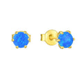 Hypoallergenic Gold Plated Blue Opal Stud Earrings 925 Sterling Silver Minimalist Design Opal Stud Earrings for Women