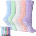 Women's Non-Slip Winter Warm Cozy Fuzzy Slipper Socks Soft Fluffy Hospital Socks With Logo Design Shaft Length With Grips Yoga