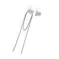WMEF396 Factory Direct Selling 925 Sterling Silver Folded Square Asymmetrical Long Tassel Stud Earring