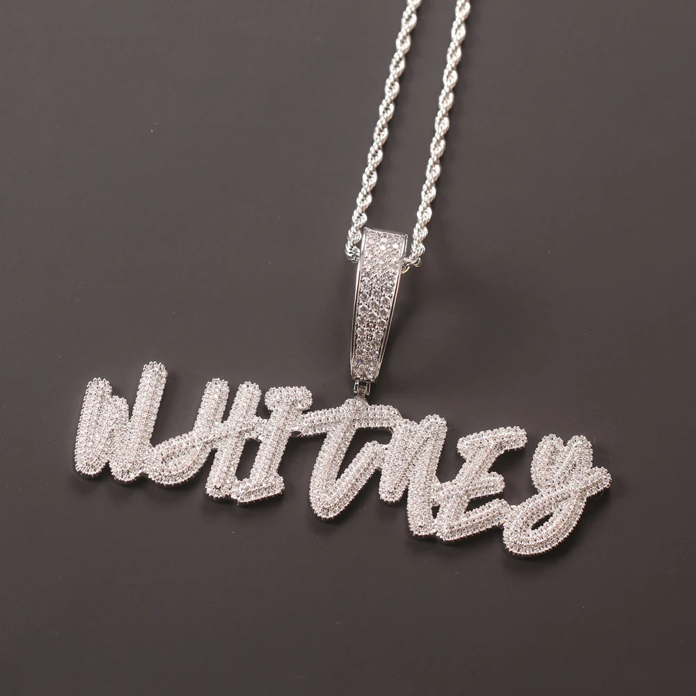 Name Necklace Double-layer Cursive Font Hip-hop Necklace New DIY Zircon English Letter Splicing Necklace