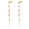 RINNTIN GPE08 Handmade Personality Branch Tassel Earings 925 Silver 14K Gold Plated Real Cultured Pearl Earrings for Women