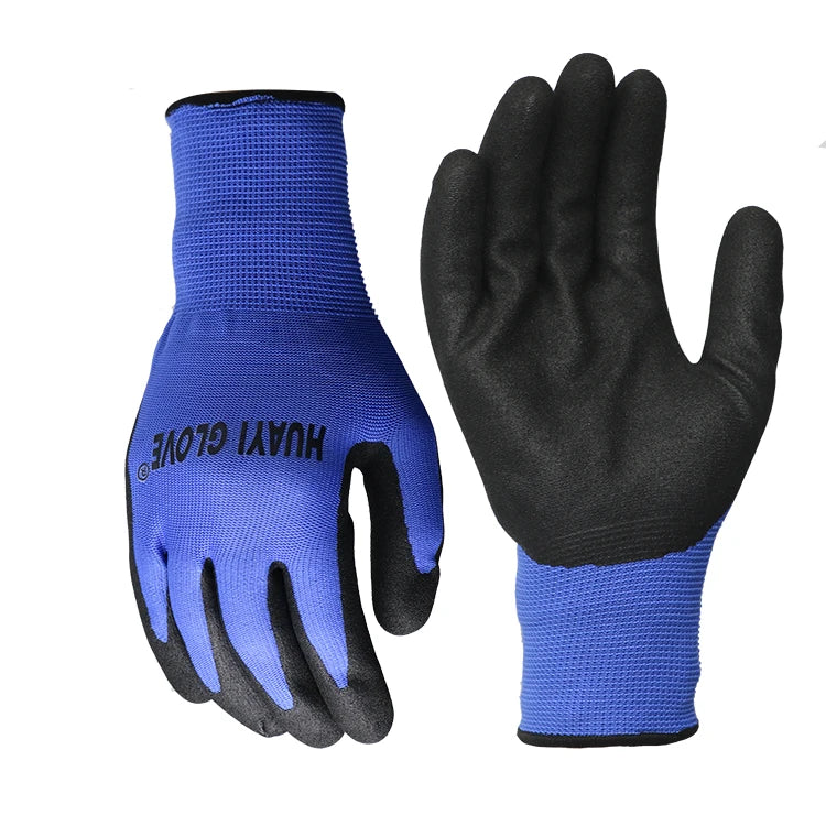 13 Gauge Construction Industry Safety Nitrile Sandy Gloves Seamless Knitted Nitrile Coated Safety Work Gloves