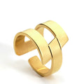 Gold Color Punk Abstract Geometry Ring Women Minimalist Geometric Stainless Steel Finger Rings Classic Style Copper Inlay Party