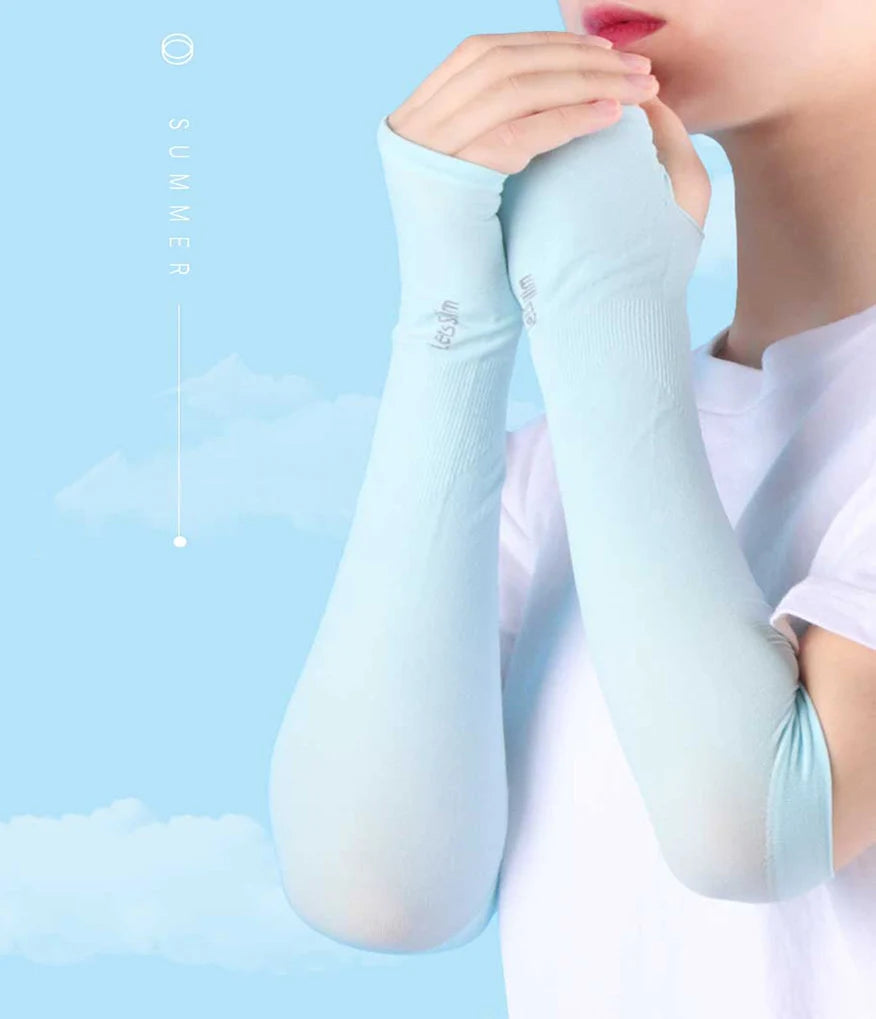 Outdoor Cycling Riding Sun Protection Ice Silk Arm Sleeves Bicycle Arm Support Protector Hand Sleeve Cover Cooling Sleeve