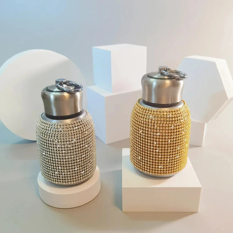 Creative 300ml Gem Colored Luxury Stainless Steel Diamond Insulated Rhinestone Water Bottle Bling Tumbler