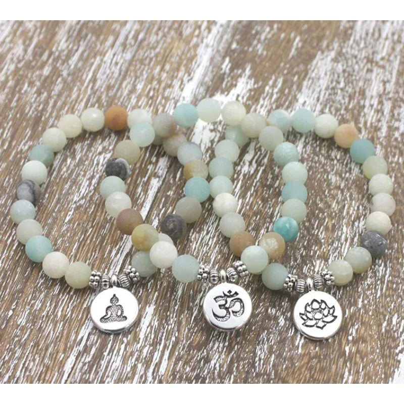Women's New Natural Stone Yoga Bracelet with Ohm Buddha Face Zircon Diamond & Pearl Gold Fashion Design for Gift