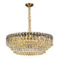 Large Round Metal Gold Pendant Light Indoor Hanging Modern Luxury K9 Crystal Chandelier for Living Room
