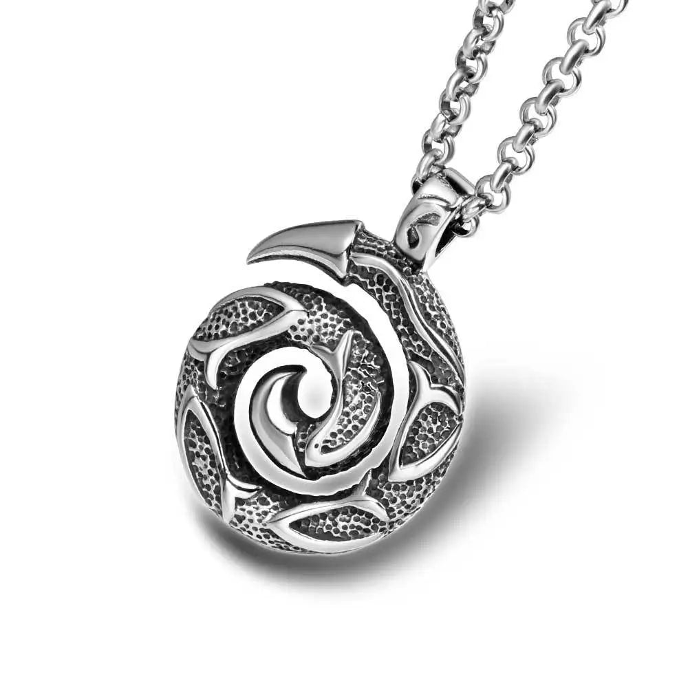Antique Silver Cool Men Necklace Viking Slavic Wolfs Claw Pendant With Celtic Vortex Design Women Jewelry