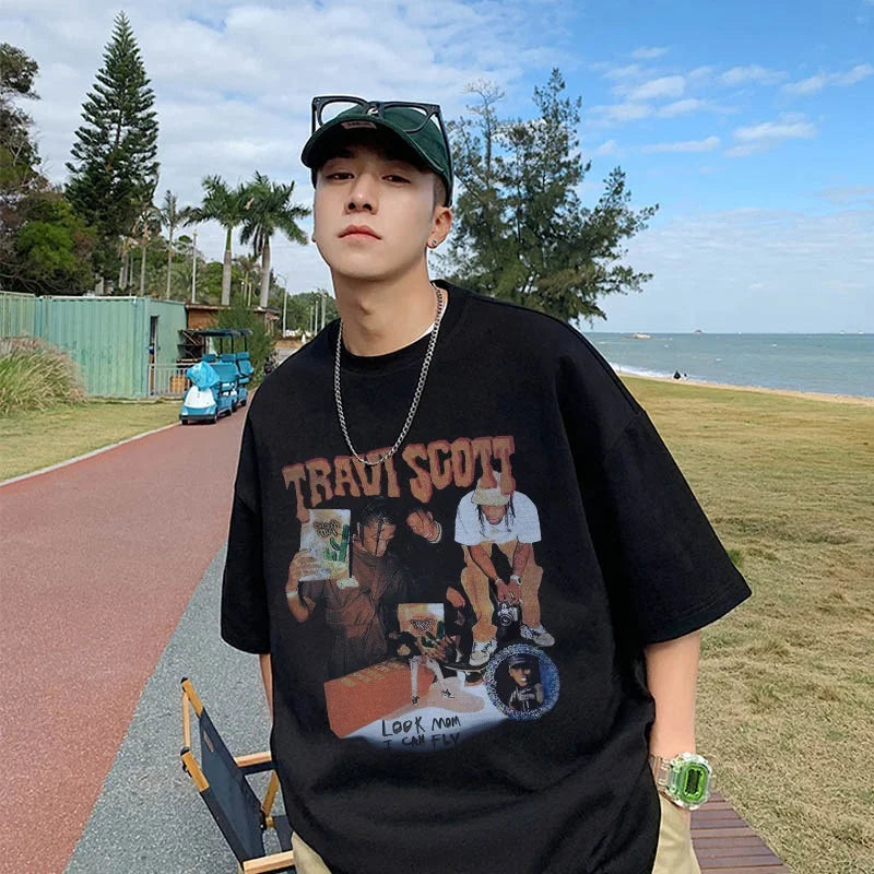 Mens Urban Hip Hop T Shirts 80s 90s Clothes Japanese Streetwear Hipster Outfits Vintage Clothing Graphic Tees