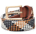 Custom Casual Knitted Elastic Belt Pin Buckle Mixed Color Webbing Strap Woven Canvas Braided Stretch Golf Belts Easy Way Custom