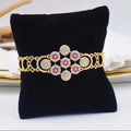 Saudi Gold Design Weddings Zircon Bracelet Dubai Bridal Party Brass 18K Gold Plated Bracelet Women Flower Copper Bracelets