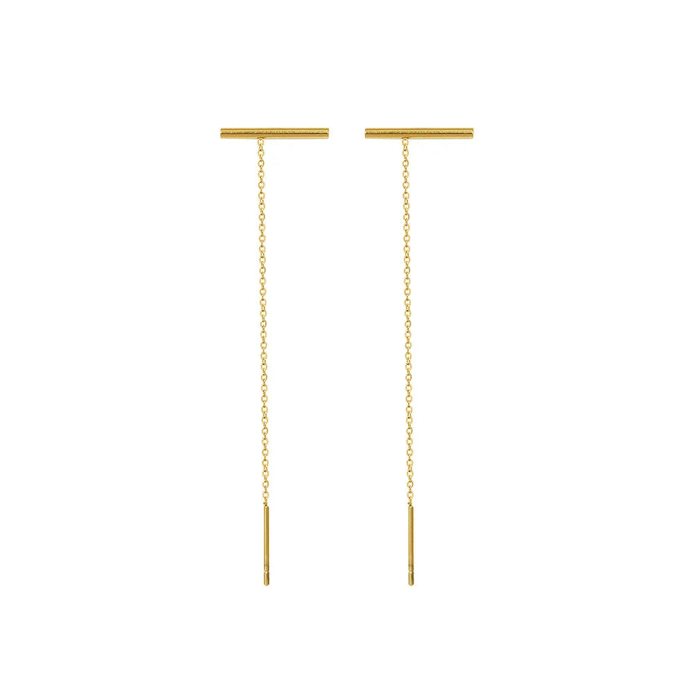 Moge Jewelry Boucles D'oreilles Femme 18k Gold Plated Stainless Steel Tassel Earrings Long Chain Ear Line for Women