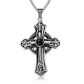 Gemstone Oil Black Enamel 316L Stainless Steel Casting Necklace Simple Cross Pendant Jewelry for Men Women