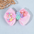 CN Sweet Candy Boutique Grosgrain Ribbon Hair Bow Clip with Mini Flower Pearl Pins for Girls Kids