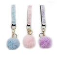 Sublimation Full Printing Neoprene Lip Gloss Keychain Pom Pom Fluffy Ball Keychain Holder Lanyard Wrist Keychain Sets RTS