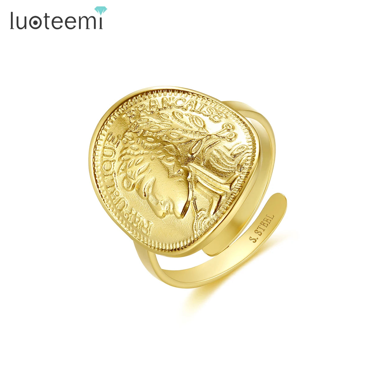 SP-LAM Open Adjustable New Popular Open Gold Adjustable New Trendy Fashion 2021 Modern Face Man Ring