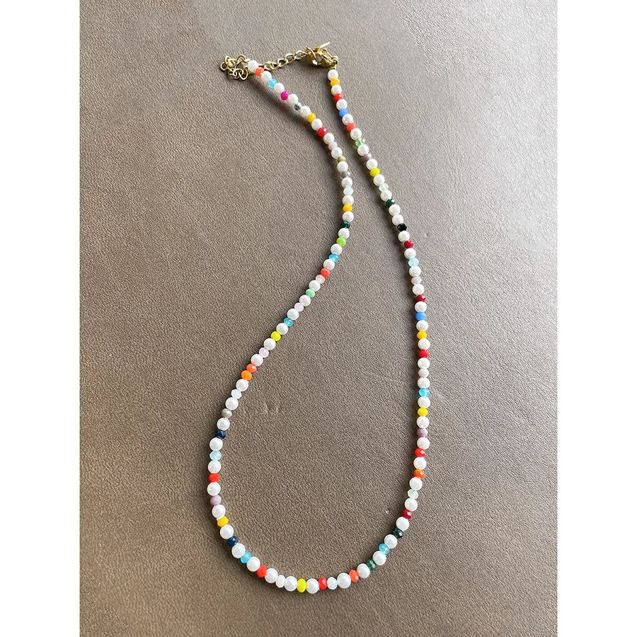 Pretty Candy Color Beaded Necklace Summer Beach Handmade Beaded Necklace