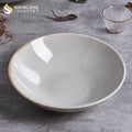 Wholesale Custom Logo Vintage Rim Beige White Glaze Ramen Soup Salad Porcelain Restaurant Bowl