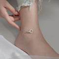 S925 Sterling Silver Simple love Anklet Double Ring Leg Chain Suitable for Fashion Girls Women Gift Accessories