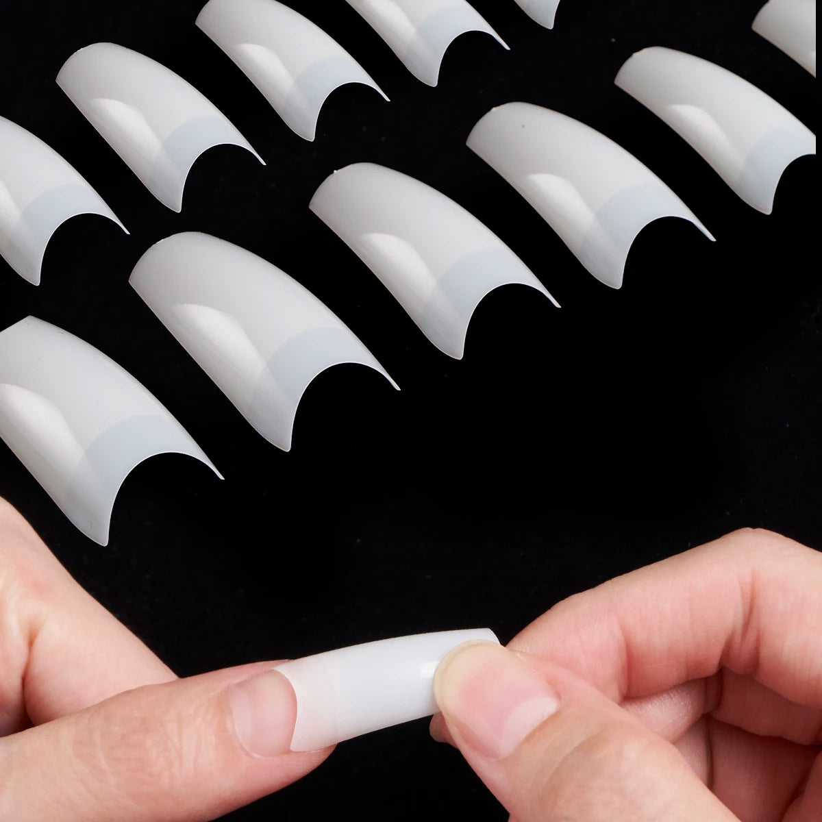Hot Selling European American Almond Nail Patches 500 French ABS Nail Plates Box Fully Semi Transparent Natural Fingers