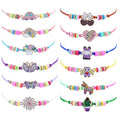 Colorful Rainbow Hand Jewelry Flower Butterfly Unicorn Kids Necklace and Bracelets Polymer Clay Bead Bracelet for Children Girls