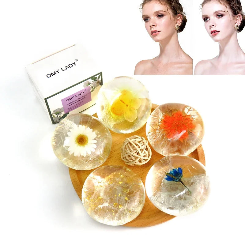 24K Gold Soap Private Label Hand Made Gold Amino Acid Soap With Gold Foil Natural Flower Inside