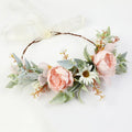 Wholesale Adjustable Fabric Wedding Crown Headband Bridal Wreath Tiara Artificial Flower Garlands Rhodium Plated Agate Onyx for