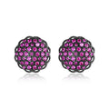 LUOTEEMI Pink Blue White Green 3a Cubic Zircon Round Flower Shape Earring of Cute Colorful Jewelry