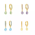 SC Trend Clear Zircons Inlaid Gold Plated Hoop Earrings Exquisite Crystal Waterdrop Hoop Earrings Eardrop for Women
