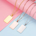 Customizable Geometric Blank Necklaces 18K Gold Plated Mirror Stainless Steel Rectangular Laser Tag Pendant Chain Necklace