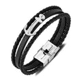 Handmade Men's Leather Bracelets Black Braided Metal Accessory for Gifts and Weddings Real Genuine Punk Leather Bangles