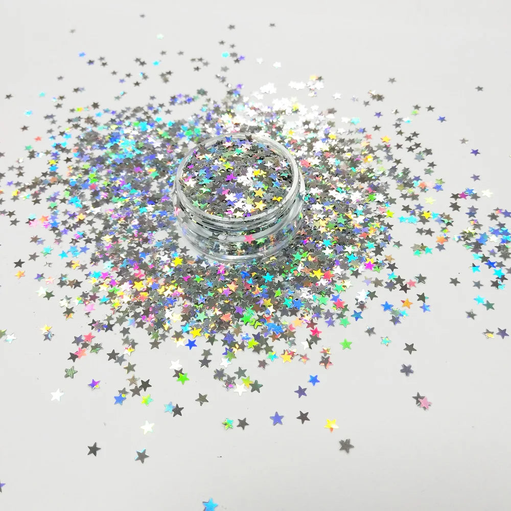 Xucai New Arrival Bulk Cosmetic Chunky Holographic Polyester Nail Body Star Sequins Glitter Fine Promotional Party Supplies