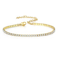 FanYue 2.5mm High Quality Glitter Copper Zircon Gold Foot Chain Tennis Anklet for Women 2024