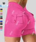 NEW Design Peach Hip Tooling Tight-Fitting Shorts V-waist Hip-Lifting Button Yoga Pants Hot Women Without Clothes  Push up Mujer