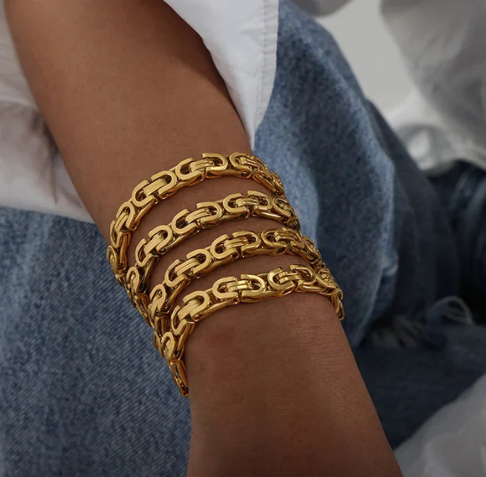 Personalized Chic Thick Chain Bracelet Women Jewelry 18K Gold Waterproof Unique Thick Link Chain Bracelet