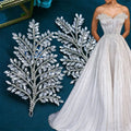 WHD-066 Superior Leaves Patches Clothing Decoration Handmade Rhinestone Crystal Applique to Sew-on Dress