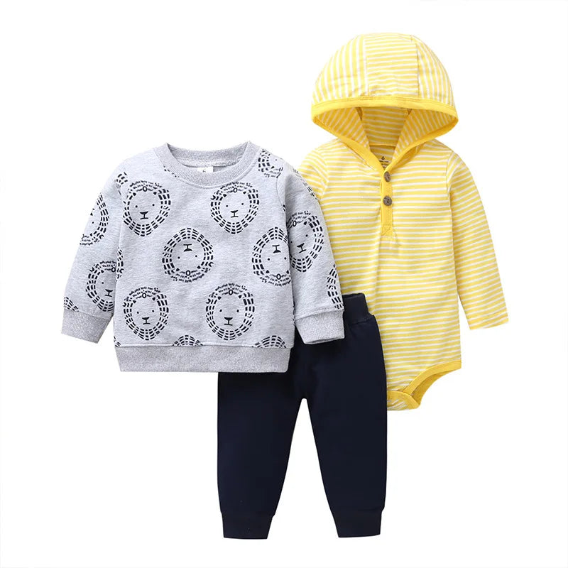 Free Tax US Europe America Infant Boy Suit Striped Trousers Long Sleeve Three-piece Suit Children's Clothing Explosions