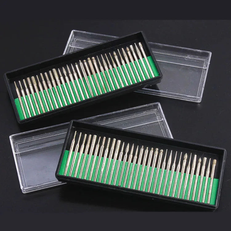 30pcs 3/2.35mm Titanium Diamond Burrs Bur Bit Set Dremel Rotary Tool Drill Bit Power Tools on Jewelry