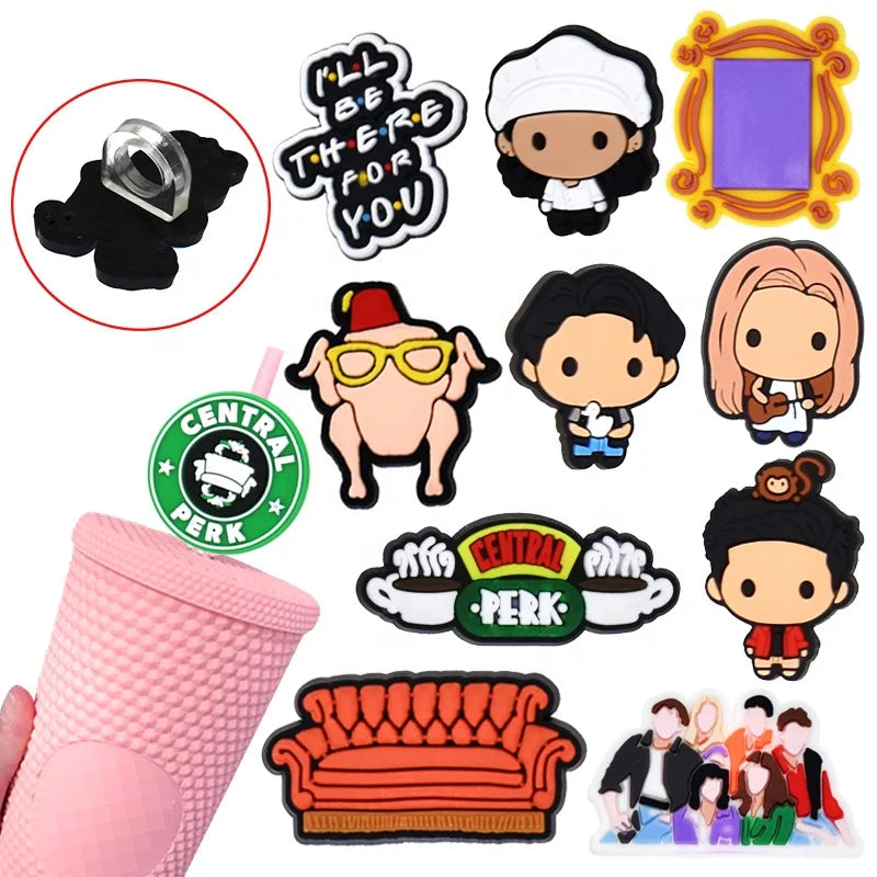 Pvc Straw Toppers Charms Friend Theme TV Straw Toppers Charms