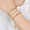 Daidan Bracelet Gold Plated 18K Paper Clip Black Green Zirconia Paperclip 925 Silver Tennis Bracelets