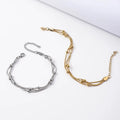 Trendy Minimalist Jewelry Stainless Steel Three-Layer Beads Snake Chain Bracelet Woman