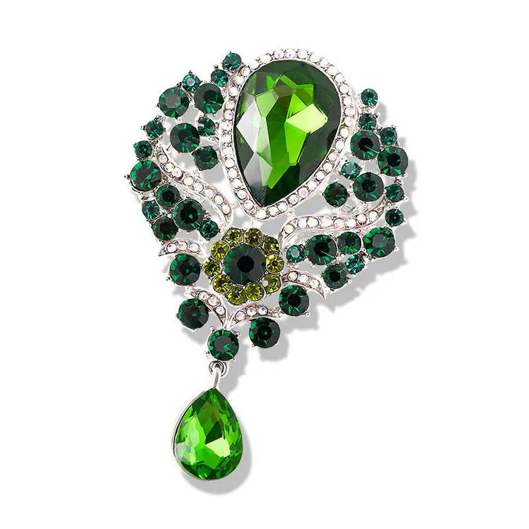 Qushine Fashion Teardrop Crystal Brooches Women's Rhinestones Luxury Brooch Pin for Party