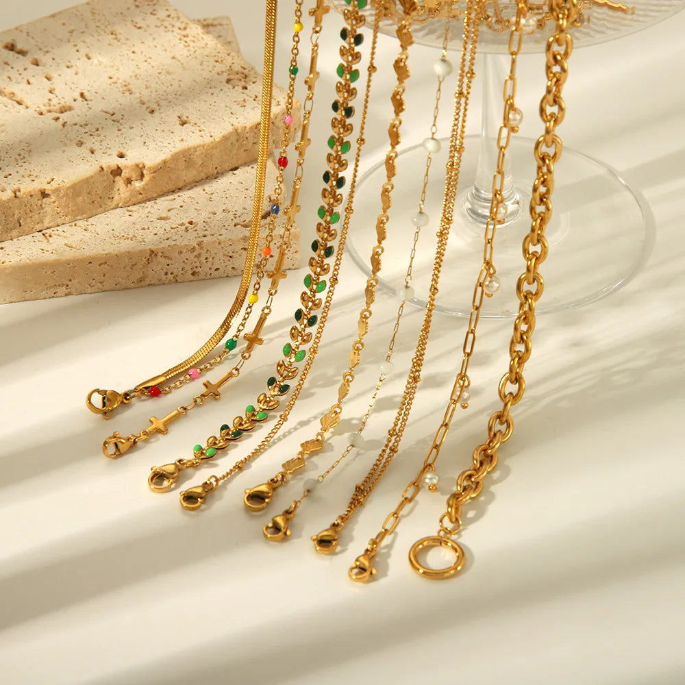Fine Bohemian Style Anklets for Women Stainless Steel Bracelet with Chains Silver Anklet Jewelry