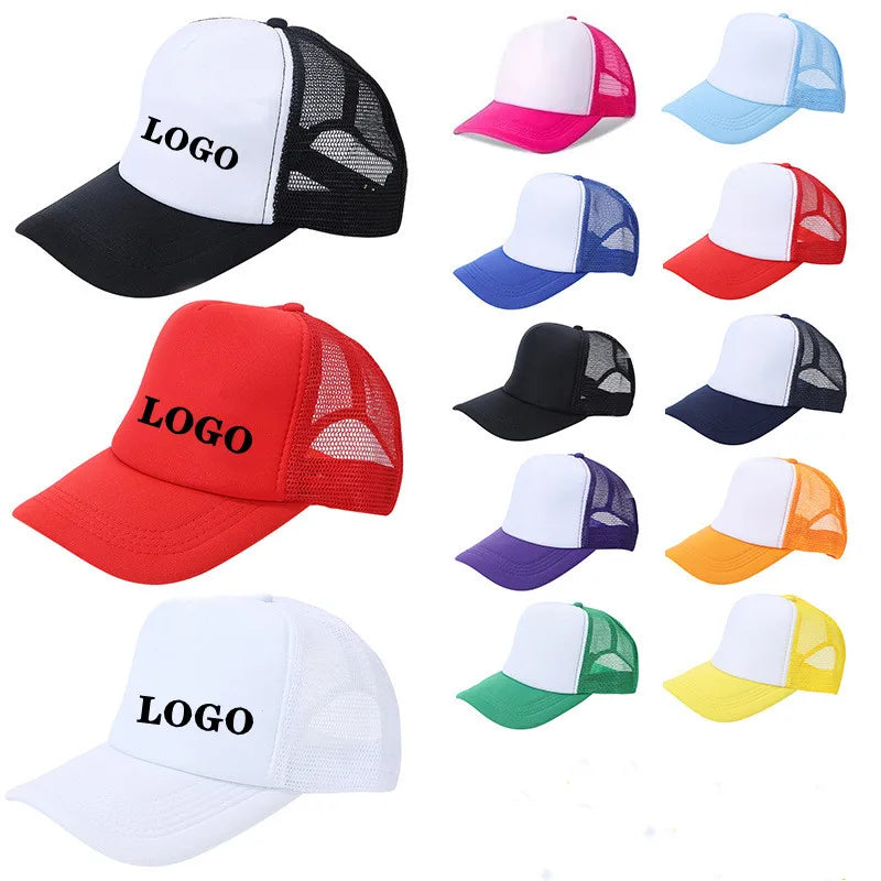 Wholesale Two Color Mesh Foam Trucker Caps Costom Logo 5 Panel Oem Embroidered Round Brim Trucker Hat Custom Embroidery