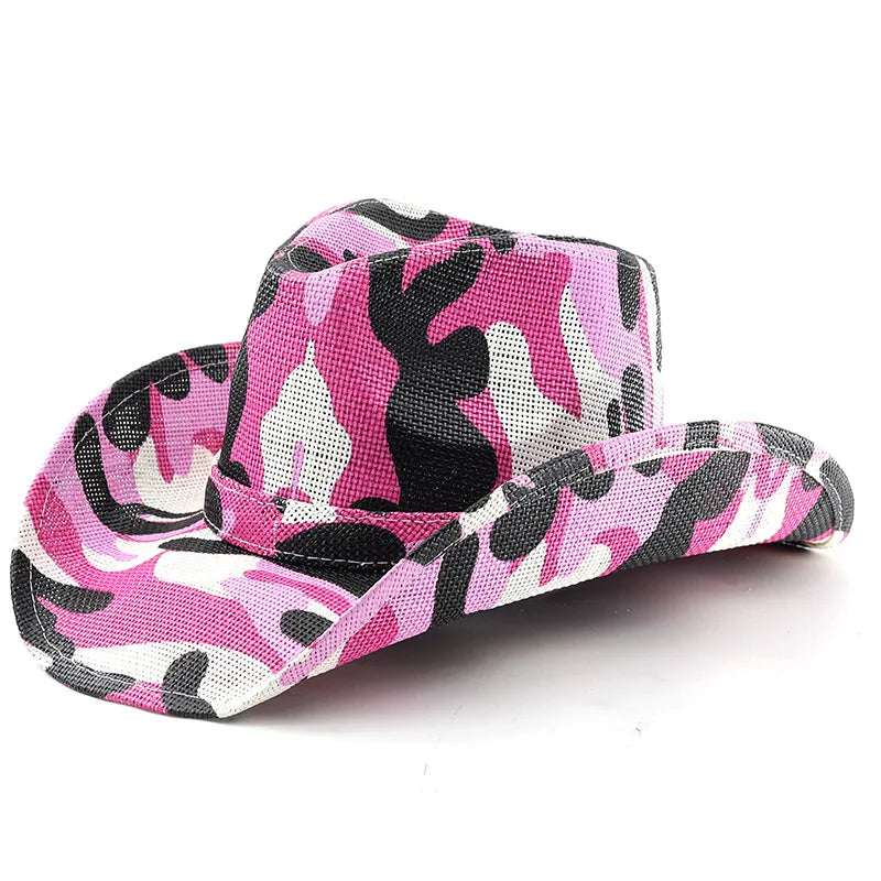 New Camouflage Printing Western Cowboy Hat Men and Women Outdoor Travel Horseback Riding Sunshade Jazz Hat American Cheap Hat