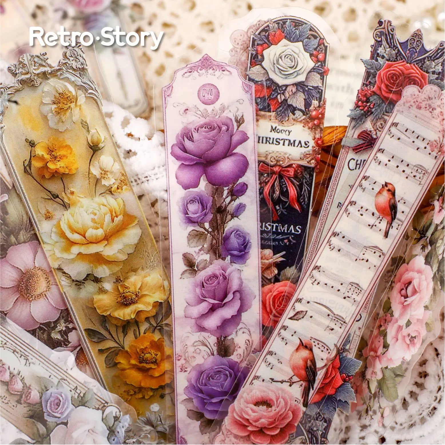 15pcs/pack Sticker Pack Traditional Flower Series Vintage Flower Handbook Decoration Material Stickers