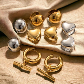 18K Gold Plated Love Geometric Square OT Buckle Stud Earrings Waterproof Tarnish-Free Stainless Steel Glossy Metal Hoop Earrings
