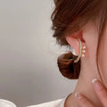 Silver Post Curved Diamond Pearl Earrings Design Temperament Zircon Earrings for Women Gold Plated Rhinestone Earring